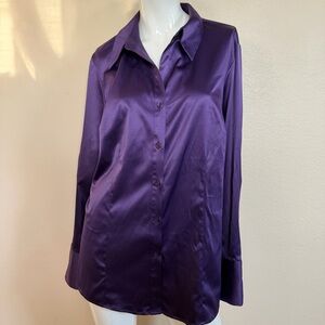 Venezia Jeans Women's Purple Heavy Satin Blouse